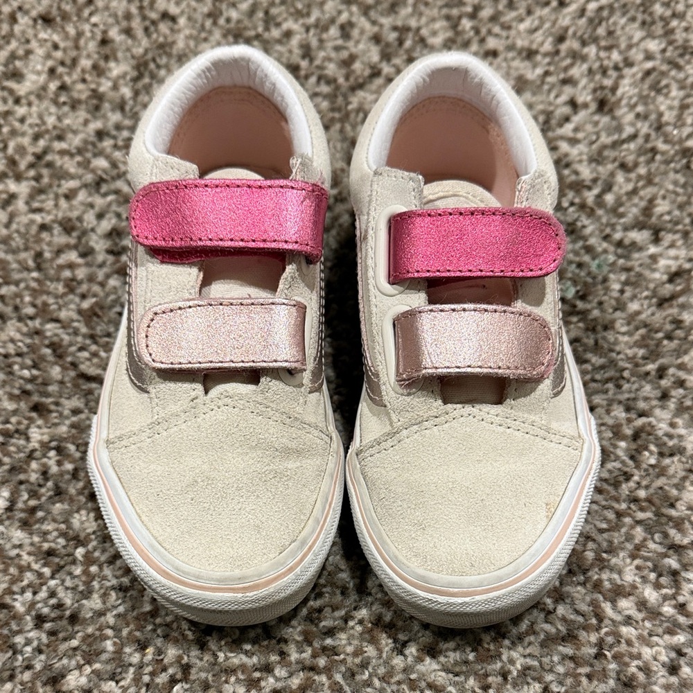 Girl’s VANS Cream and Pink Velcro Sneakers - Picture 2 of 6